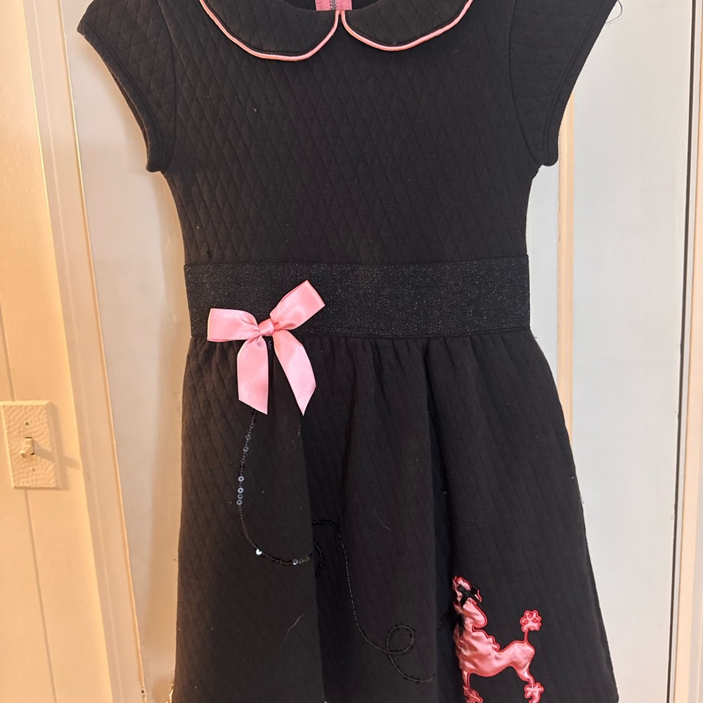 American Girl Black Dress with Pink Trim and Bow